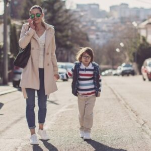 Woman and Child Walking