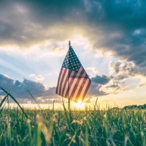 American Flag at sunset