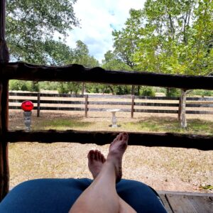 lounging on the porch